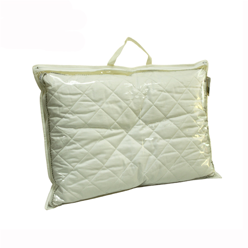 White Non Woven Binding Clear PE Pillow Bag